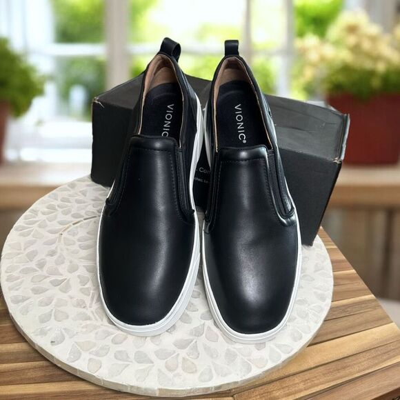 Vionic Kimmie Leather Arch Support Orthotic Slip-On Sneakers Comfort Shoes Women - Picture 5 of 10